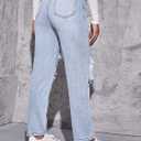 Floerns Women's Ripped High Waist Boyfriend Jeans Distressed Stretchy Denim Pants (Blue, S)