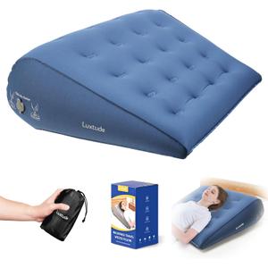 Luxtude Inflatable Wedge Pillow for Sleeping, Travel Wedge Pillow for Acid Reflux Relief, Sleep Apnea, Adjustable Bed Wedges Pillows for Back Pain Relief, Post-Surgery, Snoring and Leg Support, Blue 