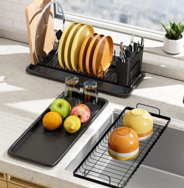 MISSLO Small Dish Drying Rack for Kitchen (Black)