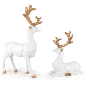 Reindeer Ornaments Statue,Reindeer Christmas Decoration,Deer Gifts for Women, Mom Gifts,Deer Decorations Applicable Home, Office,Bookshelf TV Stand, Shelf, Living Room(Origami Big, White)