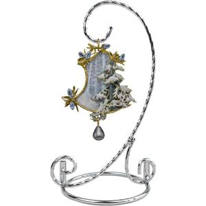 YY YEARCHY Ornament Display Stand for Mini Hanging Glass Globe Ball, Air Plant Flower Holder (Silver, 7.7" x 4.3")