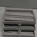 SPAKOWN Necklace Organizer Box, Velvet Necklace Box Holder Tray with Clear Lid Chains Showcase Stackable Necklace Storage for Pendant Bracelet (3 Drawers - Grey)