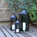 NEEDOMO Lanterns Decorative Indoor&Outdoor,Set of 3 Outdoor Lanterns for Porch, 26" Metal Frame Candle Holders with LED Candles, Fall, Christmas