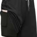 Kinglaman 1 Pack Mens 2 in 1 Running Workout Shorts with Liner, Gym Athletic Quick Dry Sport Shorts with Pockets (Black, M)