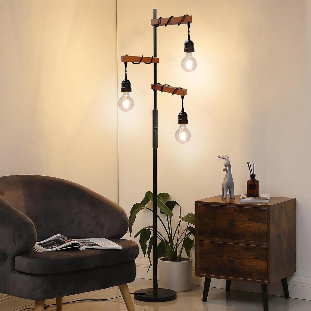 Dimmable Industrial Floor Lamp,Modern Farmhouse Tree Standing Lamps for Living Room Bedroom Office Rustic Home Decor