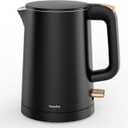 Small Electric Kettle, 0.8L Water Boiler & Heater, 1000W Hot Tea Pot, Double Wall Stainless Steel Cool Touch, Mini Coffee Kettle with Auto Shut Off & Boil Dry Protection, BPA-Free, Black