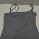 Womens Double Lined Square Neck Tank Tops Adjustable Spaghetti Strap Camisole Y2K Going Out Cami Shirt (Medium, Grey)