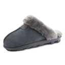 CLPP'LI Womens Slip on Faux Fur Warm Winter Mules Fluffy Suede Comfy Slippers - Grey - 9