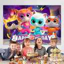 Super Cats Birthday Decorations,Super Cats Happy party Banner Backdrop for Kids Birthday Party Supplies (5x3ft)