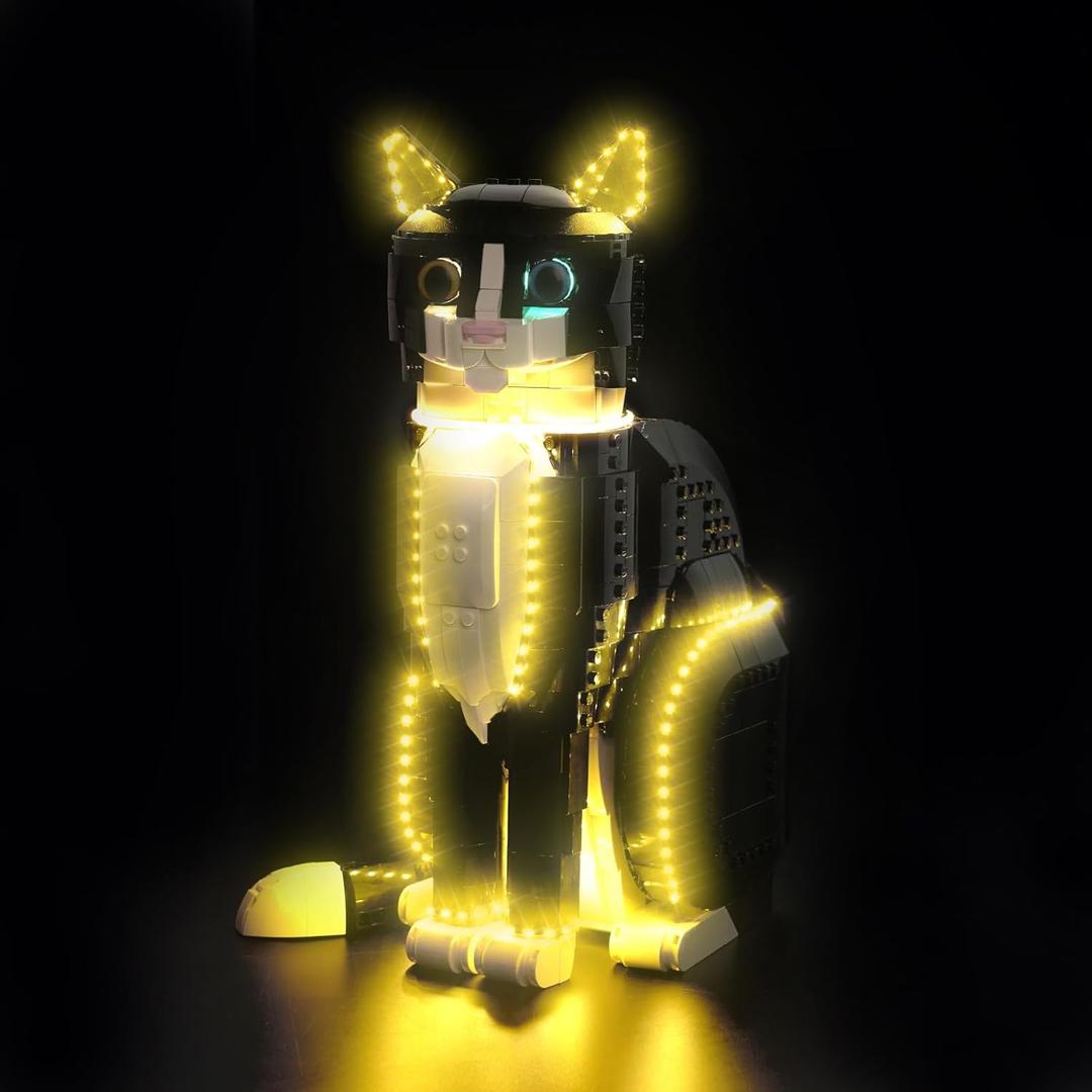 Upgraded Led Light Kit Compatible with Lego Tuxedo Cat Building Set, Lights Decoration Compatible with Lego 21349 (Model Not Included)