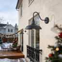 14 Inch Outdoor Gooseneck Light Fixture for Porch, 2 Pack Large Exterior Barn Lights for Farmhouse, Black Outside Wall Sconce for Porch Patio Garage, 14" Dome
