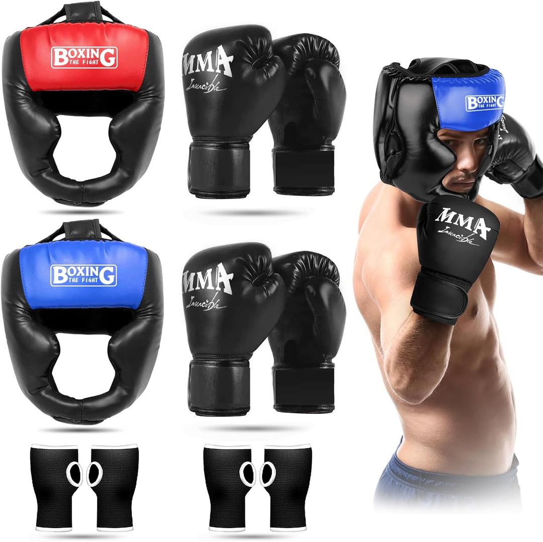 YORWHIN Sparring Head Guard with Gloves - Boxing Safety Headgear for MMA, Kickboxing, Muay Thai & Boxing - Adult & Kids (Black, Red, Blue)