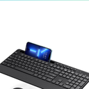 Wireless Keyboard Lag-Free Ergonomic Keyboard Full-Size with Phone Holder & 10 Independent Shortcuts