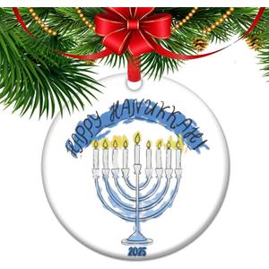 Happy Hanukkah 2025 Ornament - Festive Hanukkah Gift & Holiday Decor, Cute Jewish Keepsake for Menorah Season, Chanukah Celebration Decoration
