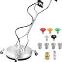 RAYNEL 20'' Pressure Washer Surface Cleaner with 4 Wheels, Dual Handle, Stainless Steel Housing, 2 Hose Adapters, 4 Replacement Nozzles