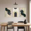 Abstract Neutral Black Beige Brushstroke Framed Canvas Wall Art- 16"x24"x3 | HOURIA Boho Minimalist Flat Printed Wall Decor,Modern Geometric Wave Arch Lines Artwork for Living Room,Bedroom