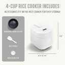 GreenLife Digital Rice Cooker, 2-Cups Uncooked/4-Cups Cooked, Removable Nonstick Ceramic PFAS-Free Pot, One-Touch Presets, Oats, Quinoa, Brown Rice, Auto Keep Warm, Fuzzy Logic Tech, 1.5QT, White