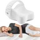 Knee Pillow for Side Sleepers, Memory Foam LegPillow Between Knees, Relieves Back, Hip & Knee PainWhile Aligning Spine, Adjustable Strap, 14 Inch (White)