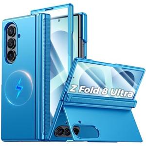 CENMASO for Samsung Galaxy Z Fold 8 Ultra Case with Stand, Fit for Magsafe | Hinge Protection, Screen Protector, Hidden Kickstand, Slim Shockproof Case for Galaxy Z Fold 8 Ultra-Lake Blue