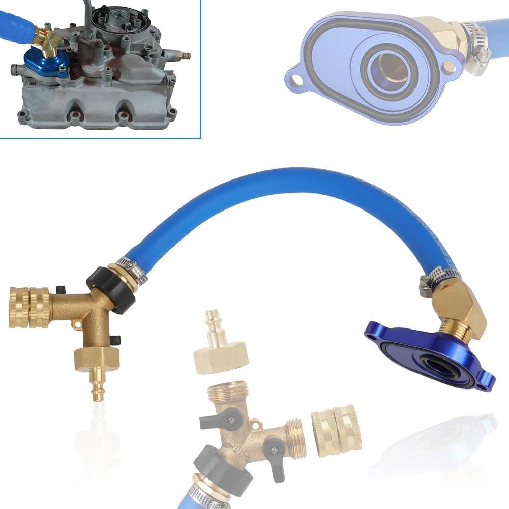 6.0L Oil Cooler Flush Kit With "T" Port and Aluminum Anodize Adapter VT365 VT275 replacement for 2003-2010 Ford