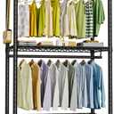 FUTASSI P3 Rolling Clothes Rack, Clothing Racks for Hanging Clothes, Heavy Duty Garment Rack with Wheels, Freestanding Portable Closet Organizer 39.4''W x 14''D x 78.5''H, Max Load 464 LBS, Black