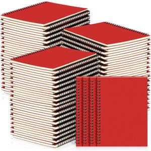 Yahenda 72 Pcs Spiral Notebook Bulk A5 Journal Lined 8.3'' x 5.5'' Writing Composition Paper Small Notepad Subject Notebook for Students Office Business Back to School Supplies (Red)