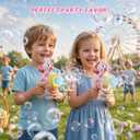 Bunny Bubble Gun Machine for Girl Easter Basket Stuffer, 360 Leak-Proof LED & 10,000+ BPM, Includes Surprise Stickers, Outdoor Birthday for Toddlers Ages 3-6