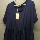 Nemidor Plus Size Maxi Dresses for Curvy Women Summer Casual Loose Short Sleeve Long Beach Dress with Pocket (Navy)