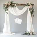 Wedding Arch Draping Fabric 2 Panels 28.7" x 20FT Ivory Sheer Chiffon Backdrop Drapes for Wedding Ceremony Birthday Party Bridal Shower Outdoor Decoration