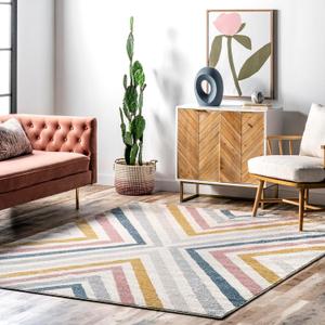 Nuloom Neveah Beige/Ivory, 3'3" x 5', Contemporary, Chevron, Soft and Cozy, High Traffic, Stain Resistant, Easy Clean, Durable Area Rug for Bedroom, Living Room, Dining Space, Den, Foyer, Entryway