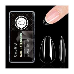 2 x 320Pcs Almond Soft Gel Nail Tips, Natural Almond Short Nails, 16 Sizes Full Cover Acrylic Fake Nails Clear False Nail Extension for Beginner and Professional Home Salon DIY