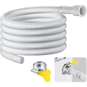 Saillong Patent Pending Dehumidifier Drain Hose, 13FT, 3/4 Inch FHT, with Cuttable Rubber Adapter and Connect Clamp, Flexible Universal Drain Hose for Most Dehumidifier Air Conditioner Brands(White)