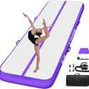 Air Mat Tumble Track, Gymnastics Mats Tumbling Track with Electric Air Pump for Home Use Cheerleading Training Kids Gym Yoga (6.6ftx3.3ftx4inch, Purple)