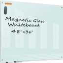 KIZZBY Glass Dry Erase White Board - Magnetic Boards for Wall, 48"x36" Large Frameless Whiteboard for Office, Home & School
