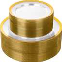 supernal 120pcs Clear and Gold Plastic Plates Disposable Fancy Plates Heavy Duty Gold Plastic Dinneware Include Dinner and Dessert Perfect for Party Wedding and Birthday