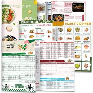 3 Count Diabetes Food List and Meal Planner Laminated|Diabetic Food List Chart for Type 2 & Type 1 Diabetes|400+ Healthy Diabetic Diet Meal Guide Plan with Size|Glycemic Index,Low Carb,Calories(Green)