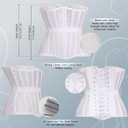 Mesh Corset Waist Trainer for Women - Underbust Corset Lace Up - Waist Cincher Shapewear - Body Shaper (White, L)