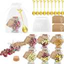 Hoolerry 24 Set Tea Party Favors Bulk Rustic Wedding Favor for Guest with 2. 9'' Glass Tea Jar Stainless Steel Teaspoon Gift Tag Drawstring Organza Bag and Rope, Thank You Gift for Wedding Party