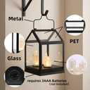 Decorative Candle Lantern with 6 Hours Timer H11,Durable PP Plastic,Realistic Frosted PS Wax Candles,Warm White Flickering LED,Battery Operated,Iron Hanging Lantern for Indoor Outdoor Decor