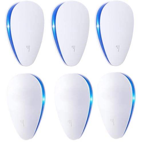 Upgraded 6 Packs Ultrasonic Pest Control Repeller, Electronic Spider Repellent Indoor for Insect Roaches Rodent Ant Bug Mosquito Rat Mouse Repellent Plug in for House Home Kitchen Garage