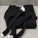 HEBELD Beltd Black Sweater Dress for Women with Long Sleeve, Oversized Color Block Fall Sweater Dresses, A Line V Neck Knee Length Knit Dress, Large