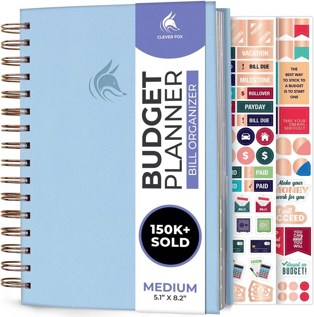 Clever Fox Budget Planner & Monthly Bill Organizer With Pockets. Expense Tracker, Budgeting Journal & Financial Book. Medium, 5.1x8.2" (Lavender)