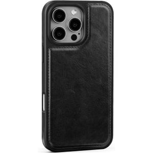 for iPhone 16 Pro Phone Case,Compatible with MagSafe,Slim PU Leather Phone Case Shockproof Protective Non-Slip,Raised Edges Protect Camera Screen,for Apple 16 Pro 6.3",Black