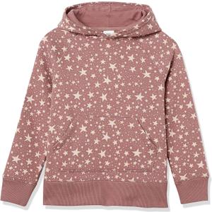 Amazon Essentials Girls and Toddlers' Pullover Hoodie Sweatshirt (Medium, Mauve Stars)