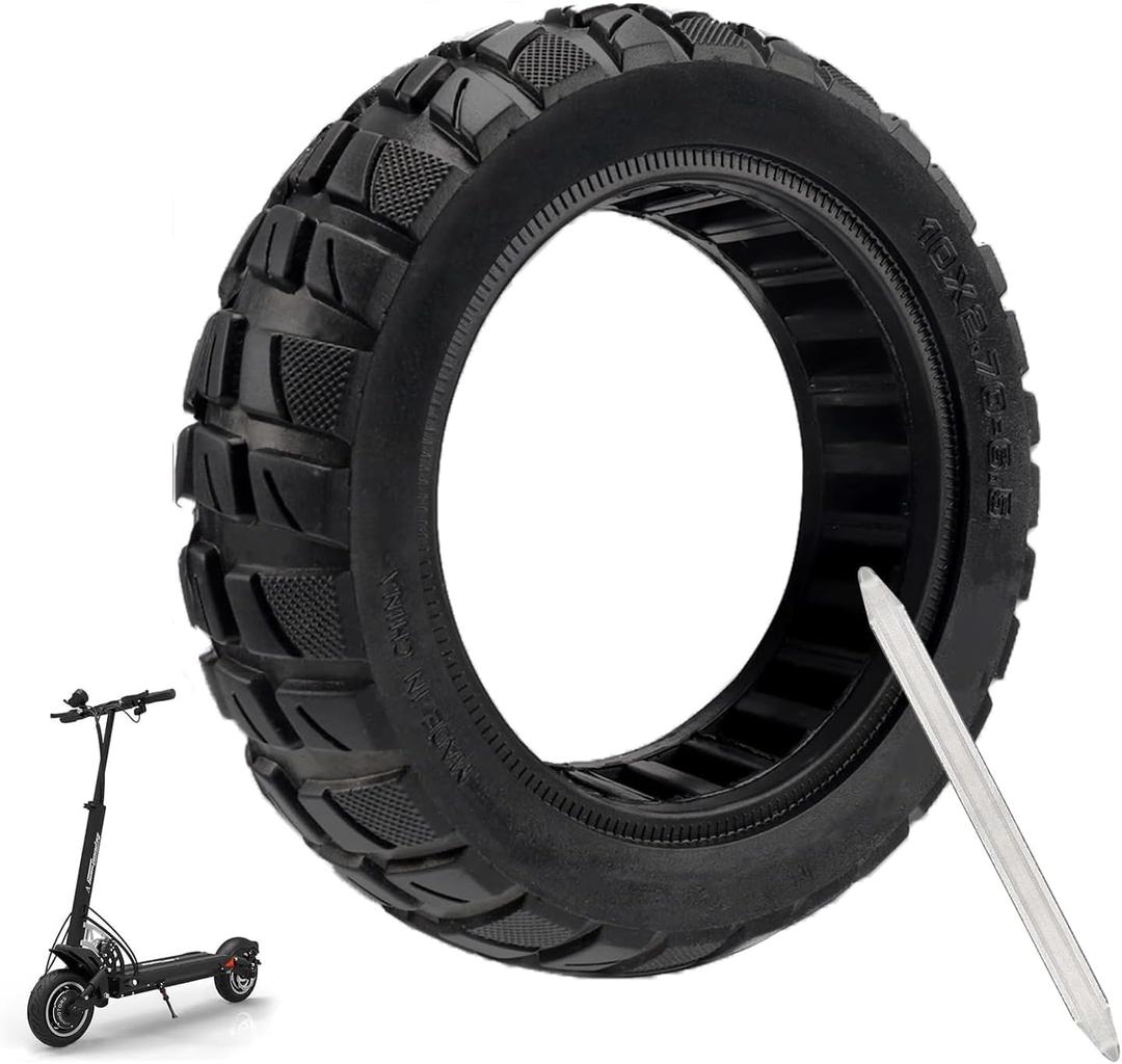 10x2.70-6.5 Solid Tire, 10 inch Tires Replacement, 70/65-6.5 Scooter Tubeless Solid Tire, for Emove Cruiser Hover-1 Alpha Evercross H5 Boyueda 5600 Watt Electric Scooter (1 Pack)