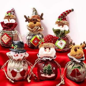 Amylove 6 Pieces Christmas Gift Bags with Drawstrings Xmas 3D Reusable Goody Bags for Christmas Party Favor Wrapping Supplies Bulk(3D Style)