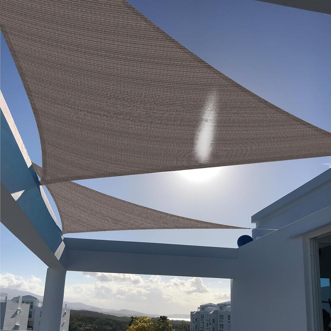 SUNNY GUARD Sun Shade Sail 16'x16'x16' Triangle Brown UV Block Sunshade for Backyard Yard Deck Patio Garden Outdoor Activities and Facility(We Make Custom Size)