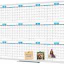 XBoard Magnetic Calendar Whiteboard 48" x 36", 12 Months Calendar Dry Erase Board, Silver Aluminium Framed White Board Planner for Home School Office Organization