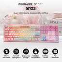 MechLands Aula S102 Membrane Gaming Keyboard with Number Pad, 100% Full Size Layout, USB-C Wired, RGB Backlit, Creamy Silicone Structure, Silent Keyboard for PC Game/Office (Pink)