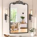 30"x 20"Bathroom Medicine Cabinet with Vintage Arched Mirror - All-Metal Black Medicine Cabinets with Hand-Painted Aluminum Door Frame, 2 Stable & Removable Shelves, Black